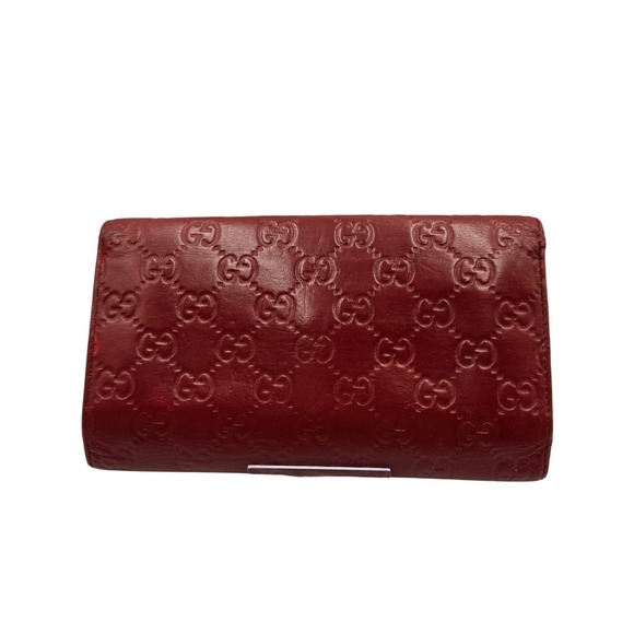 Gucci GG Embossed Continental Wallet Snap‎ Closure Red Leather Authentic - Picture 2 of 11